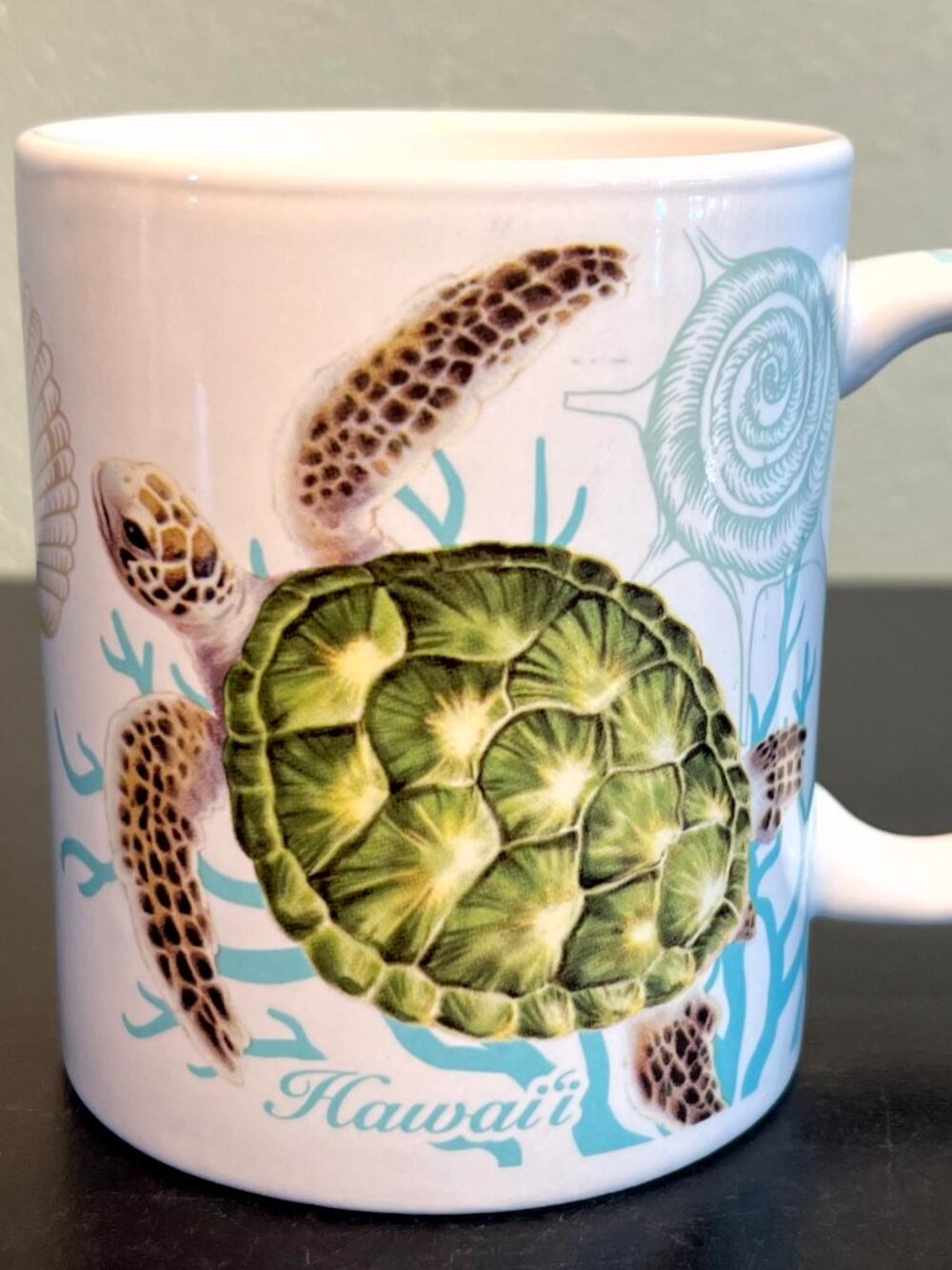 HONU VOYAGE Sea Turtle HAWAII Souvenir Ceramic Coffee Cup Mug Coastal